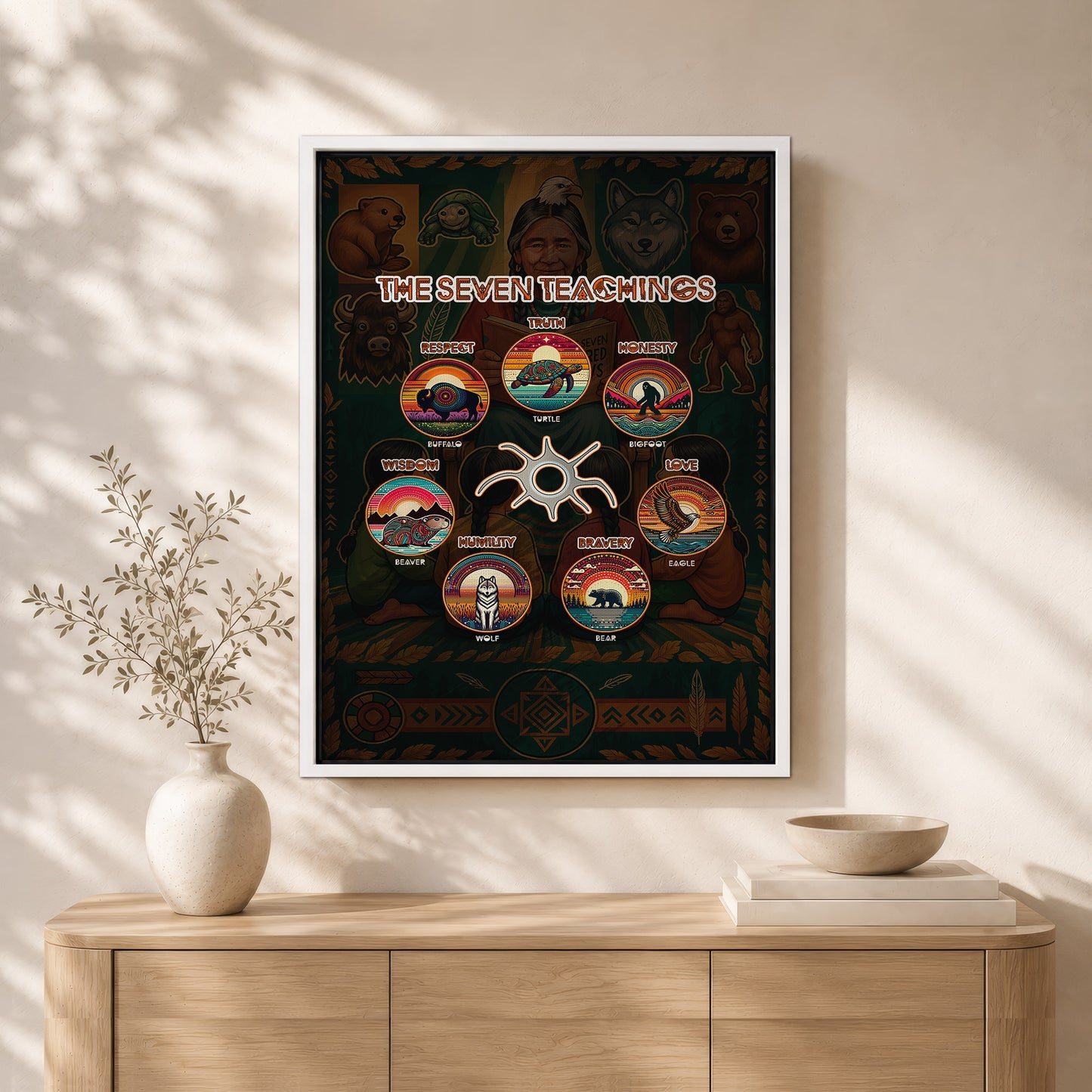 The Seven Sacred Laws Animal Symbols Indigenous Poster/Canvas