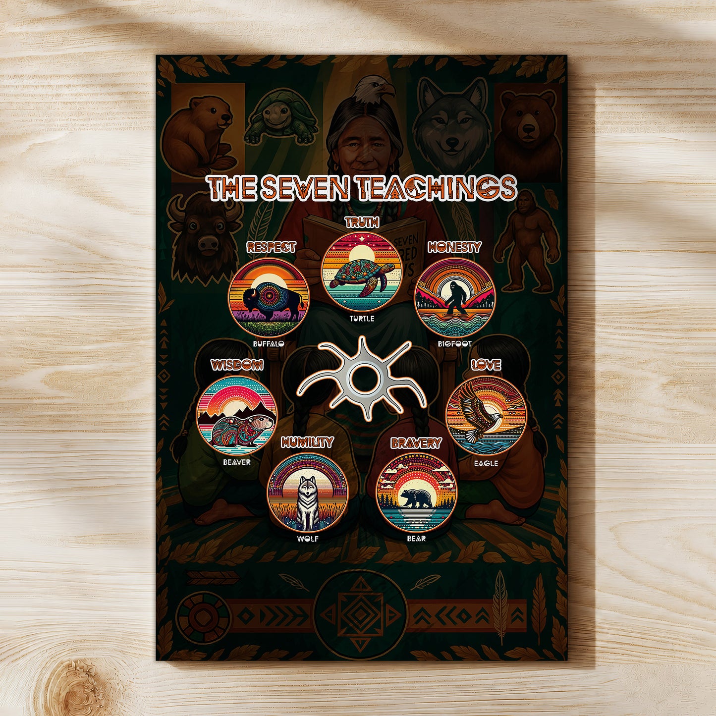 The Seven Sacred Laws Animal Symbols Indigenous Poster/Canvas