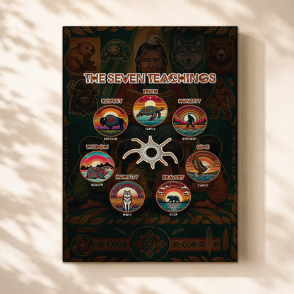 The Seven Sacred Laws Animal Symbols Indigenous Poster/Canvas