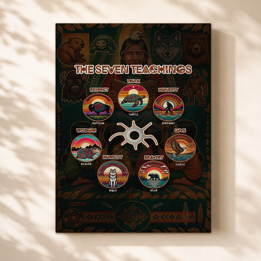 The Seven Sacred Laws Animal Symbols Indigenous Poster/Canvas