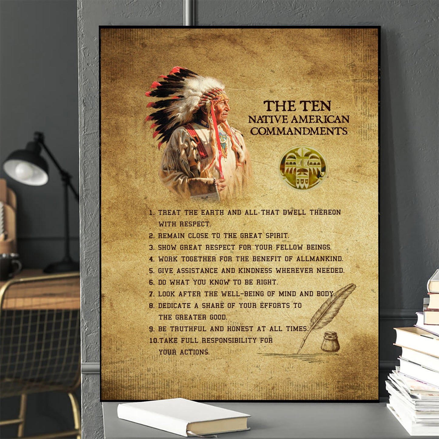 The Ten Native American Commandments Of Chief Poster