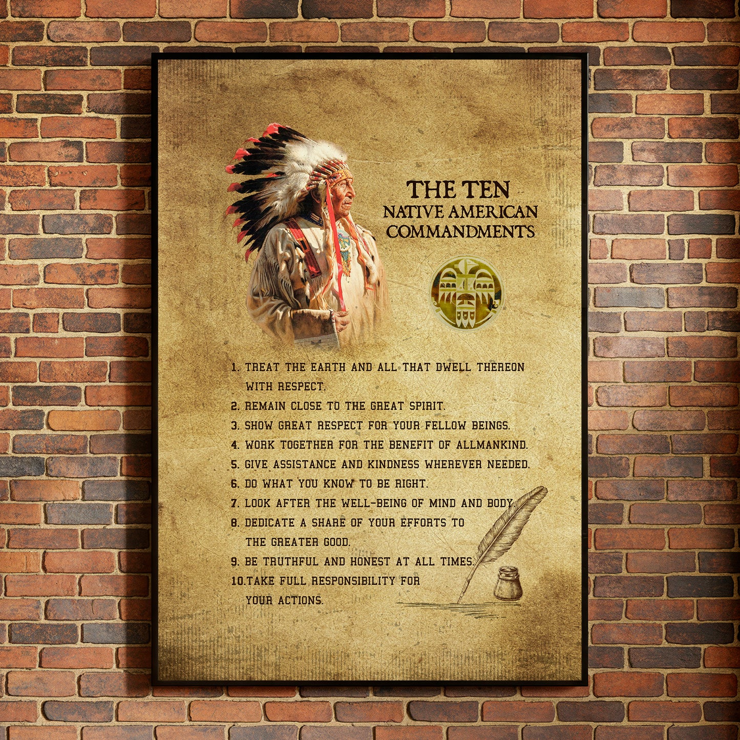 The Ten Native American Commandments Of Chief Poster