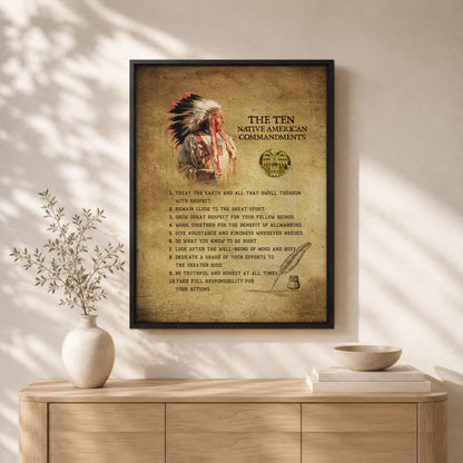 The Ten Native American Commandments Of Chief Poster