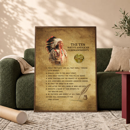 The Ten Native American Commandments Of Chief Poster