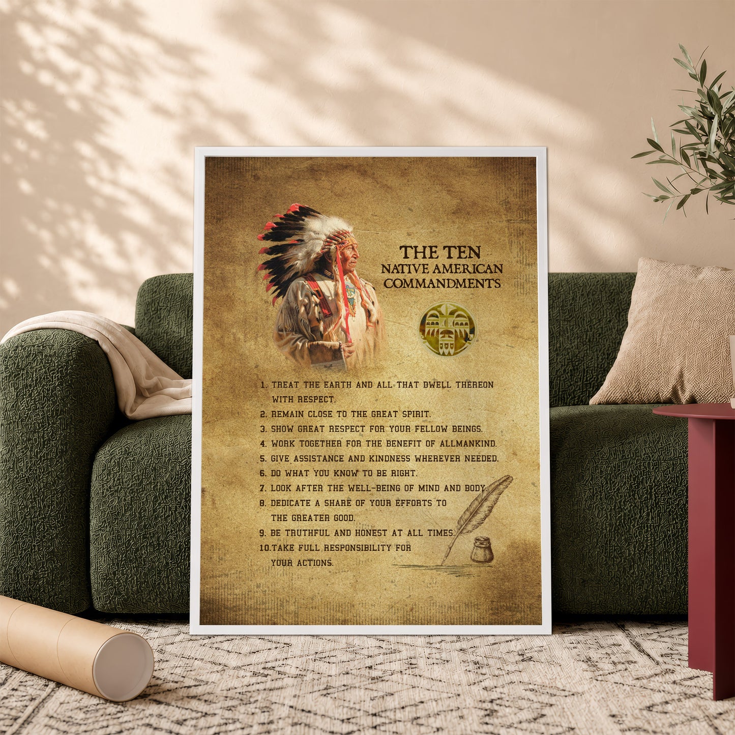 The Ten Native American Commandments Of Chief Poster