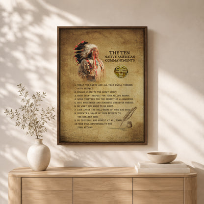 The Ten Native American Commandments Of Chief Poster
