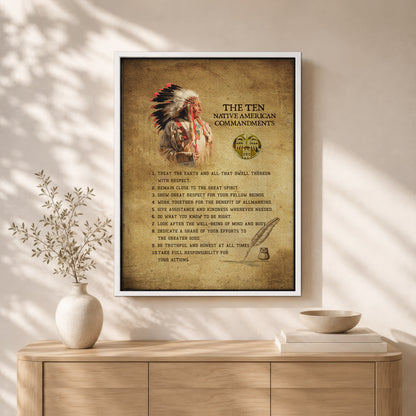 The Ten Native American Commandments Of Chief Poster