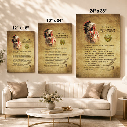 The Ten Native American Commandments Of Chief Poster