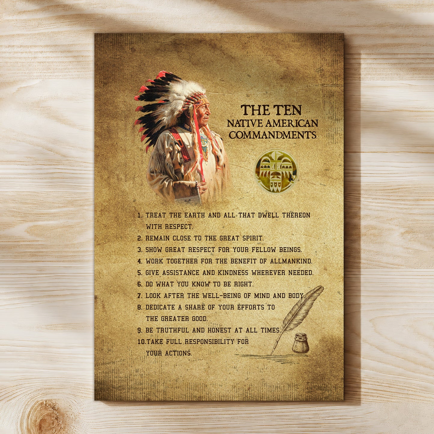 The Ten Native American Commandments Of Chief Poster