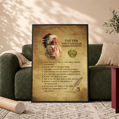 The Ten Native American Commandments Of Chief Poster