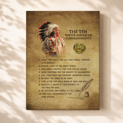 The Ten Native American Commandments Of Chief Poster