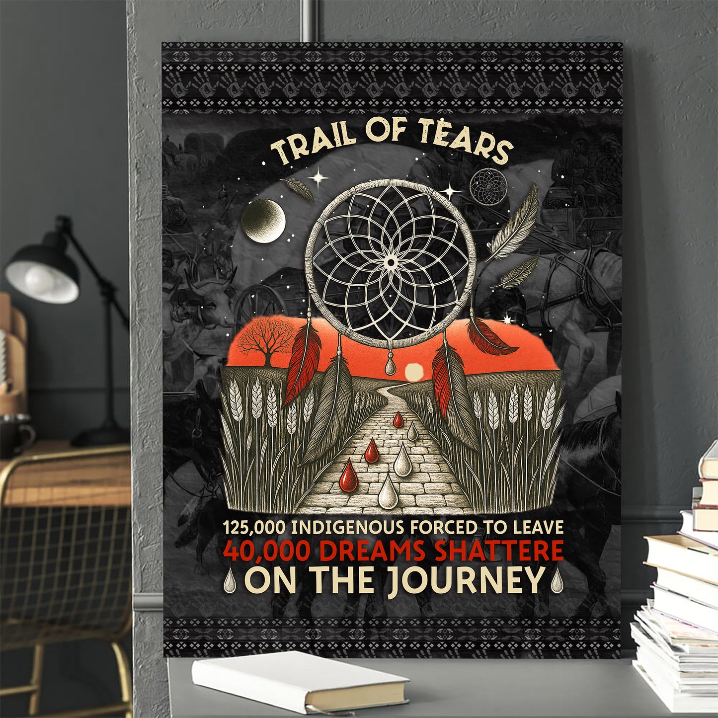 Trail Of Tears - 125000 Indigenous Forced To Leave 40000 Dreams Shattere Poster/Canvas