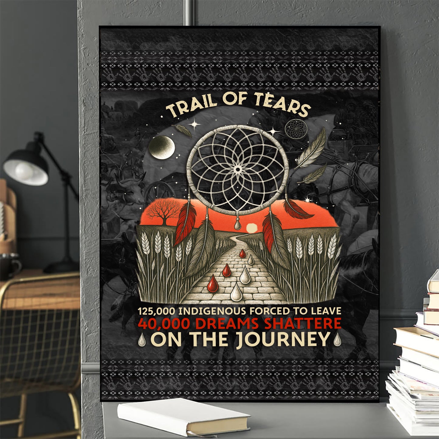 Trail Of Tears - 125000 Indigenous Forced To Leave 40000 Dreams Shattere Poster/Canvas