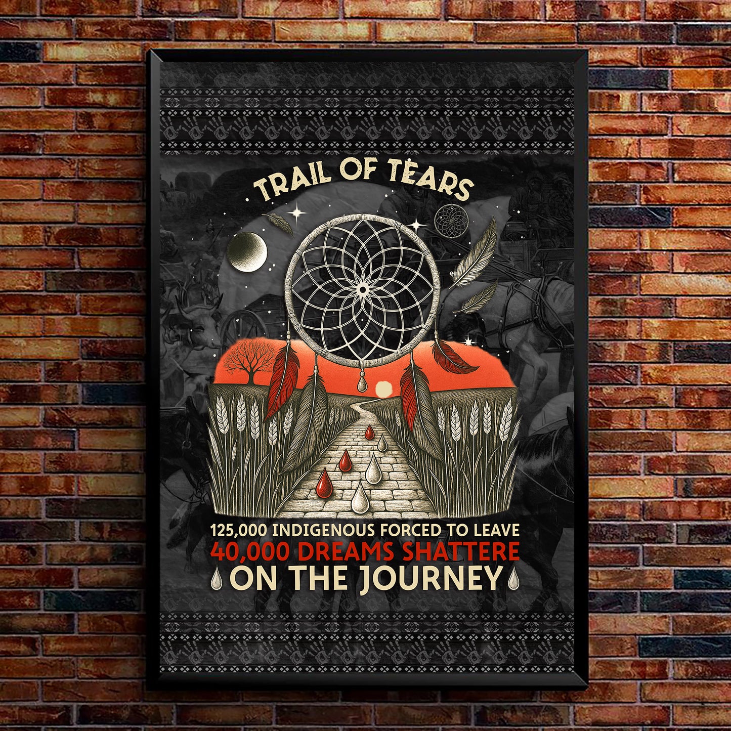 Trail Of Tears - 125000 Indigenous Forced To Leave 40000 Dreams Shattere Poster/Canvas