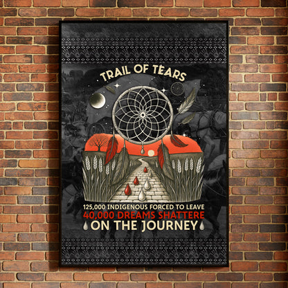 Trail Of Tears - 125000 Indigenous Forced To Leave 40000 Dreams Shattere Poster/Canvas