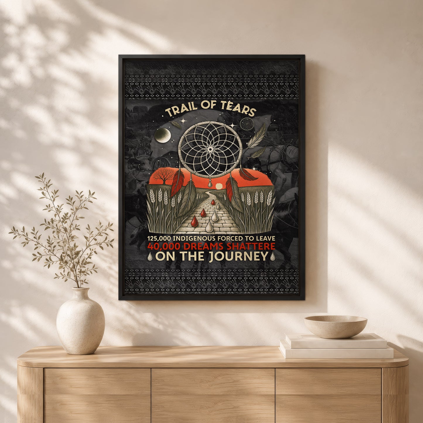 Trail Of Tears - 125000 Indigenous Forced To Leave 40000 Dreams Shattere Poster/Canvas