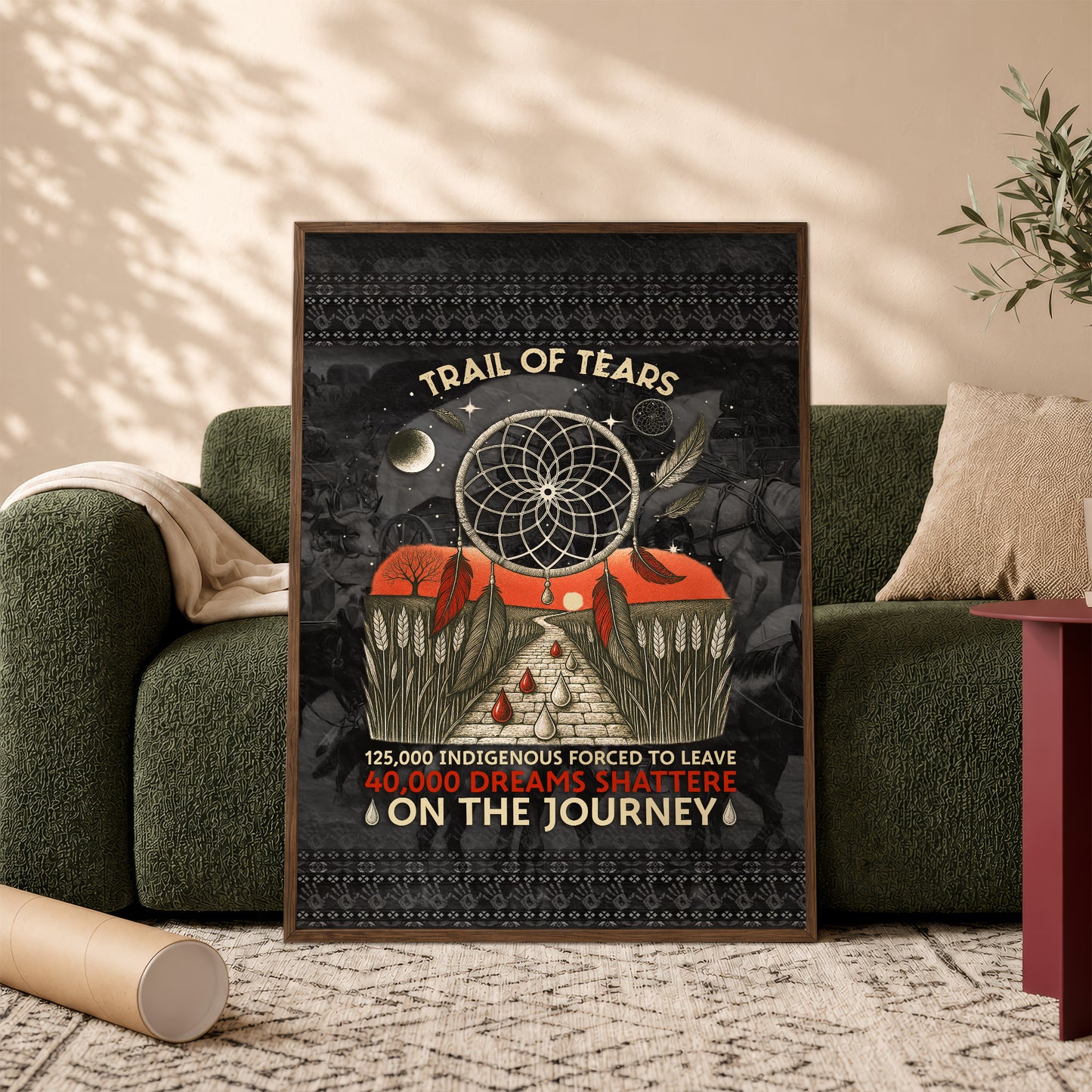 Trail Of Tears - 125000 Indigenous Forced To Leave 40000 Dreams Shattere Poster/Canvas