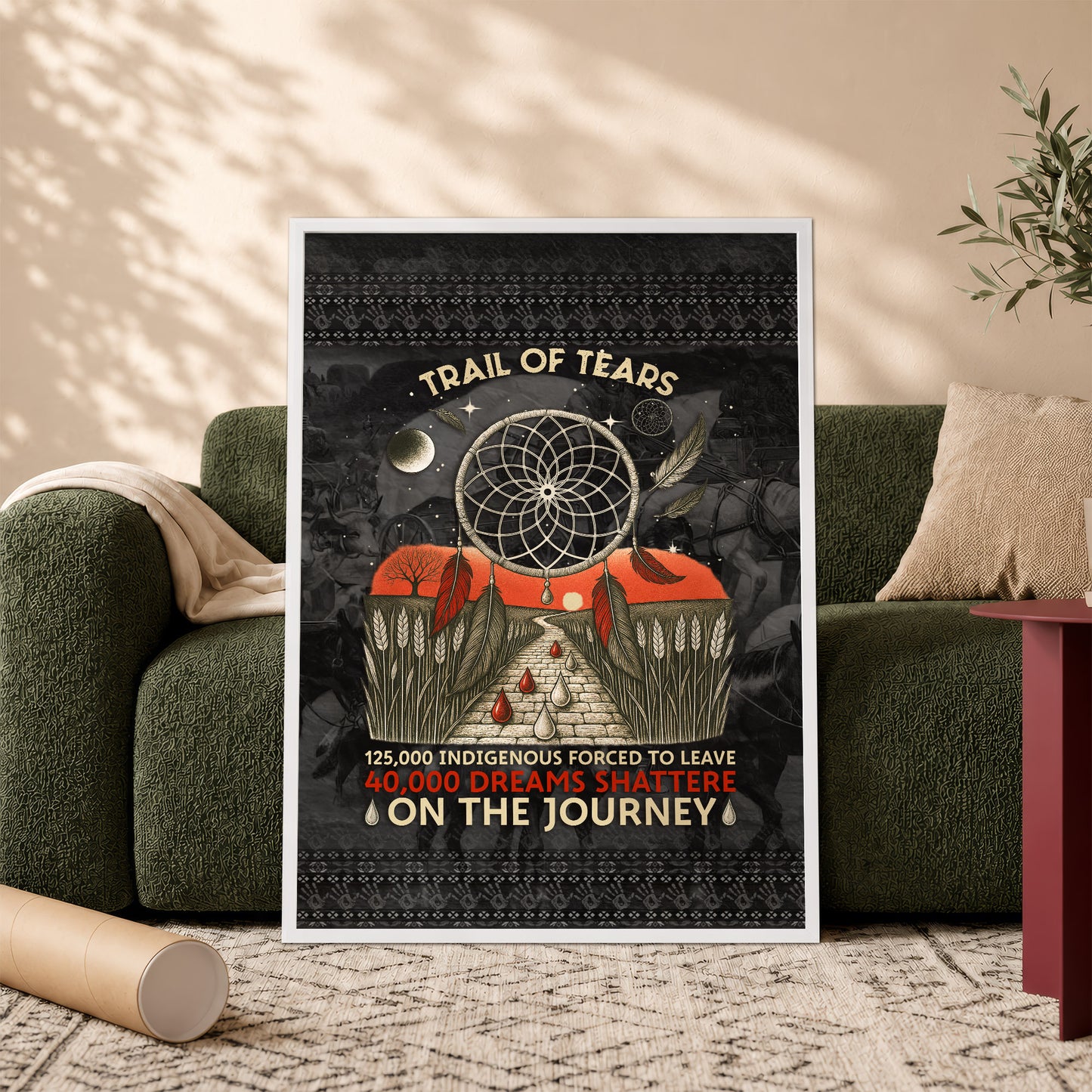 Trail Of Tears - 125000 Indigenous Forced To Leave 40000 Dreams Shattere Poster/Canvas