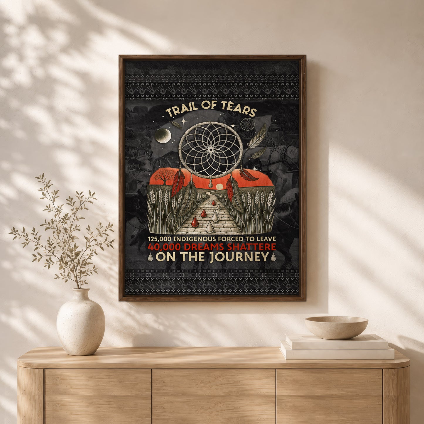 Trail Of Tears - 125000 Indigenous Forced To Leave 40000 Dreams Shattere Poster/Canvas