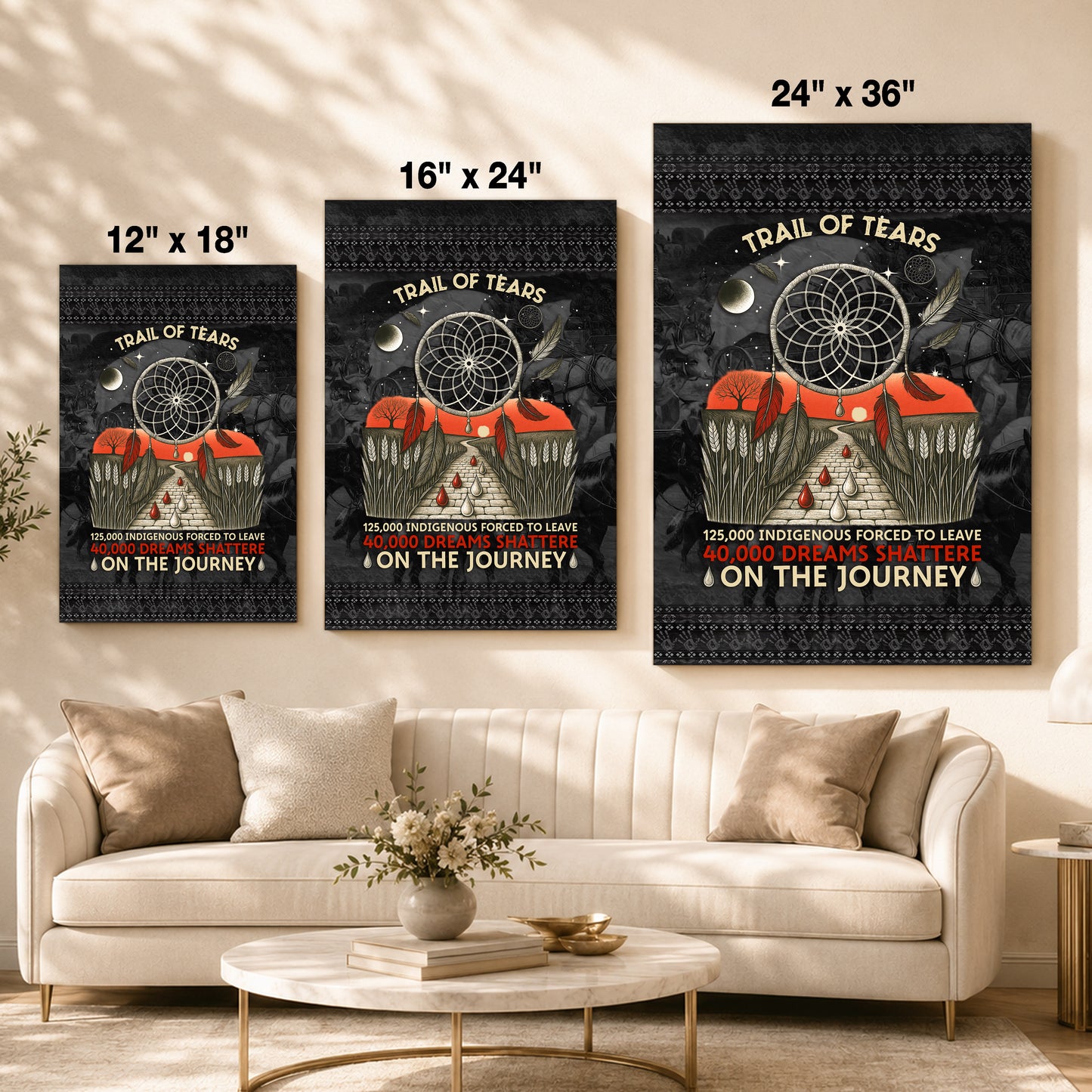 Trail Of Tears - 125000 Indigenous Forced To Leave 40000 Dreams Shattere Poster/Canvas