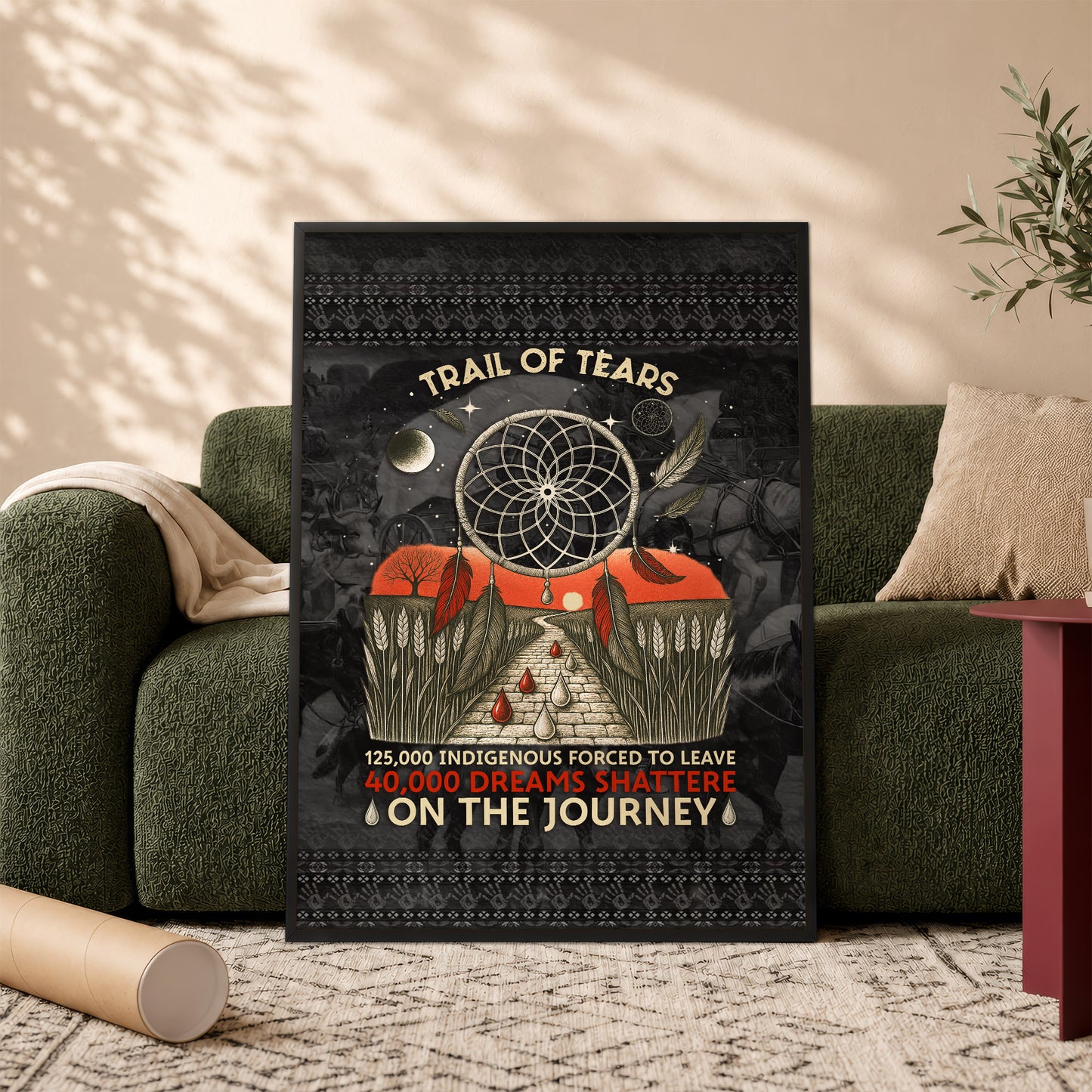 Trail Of Tears - 125000 Indigenous Forced To Leave 40000 Dreams Shattere Poster/Canvas