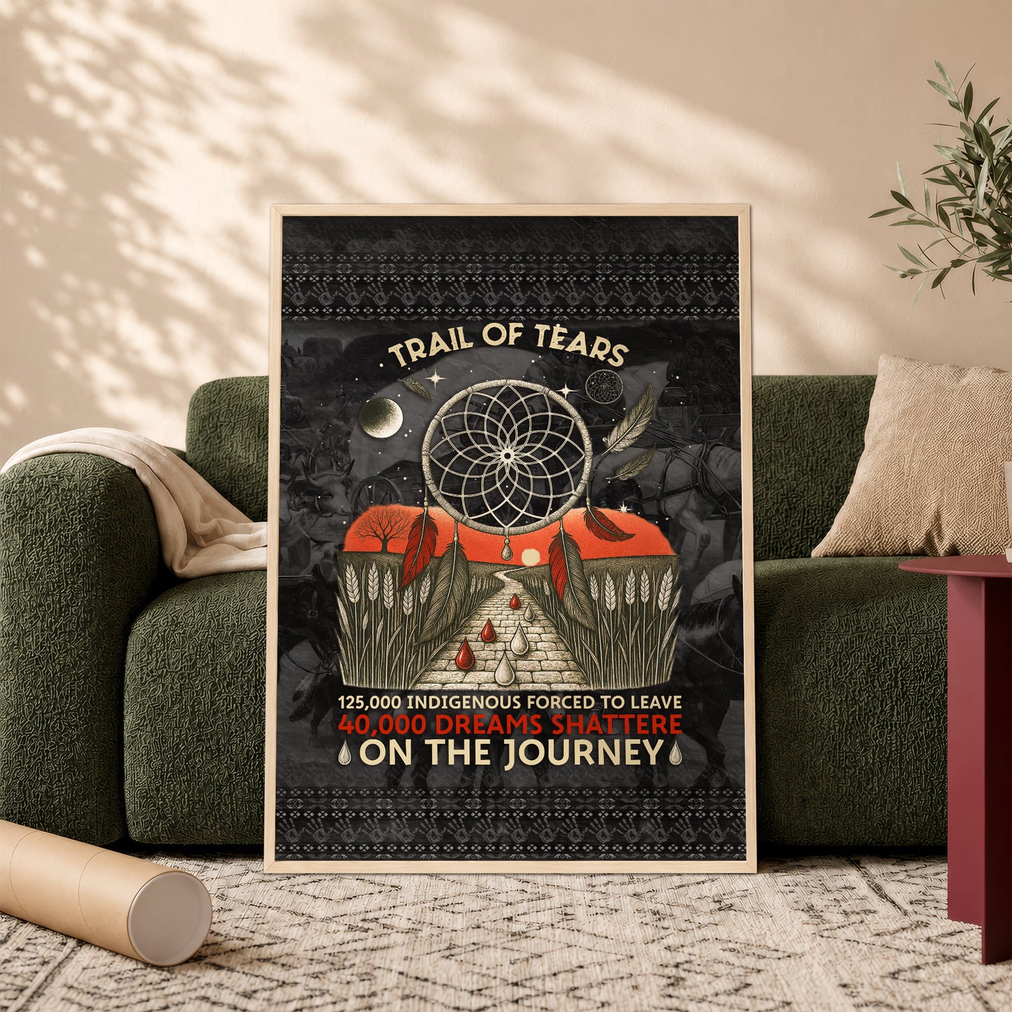 Trail Of Tears - 125000 Indigenous Forced To Leave 40000 Dreams Shattere Poster/Canvas