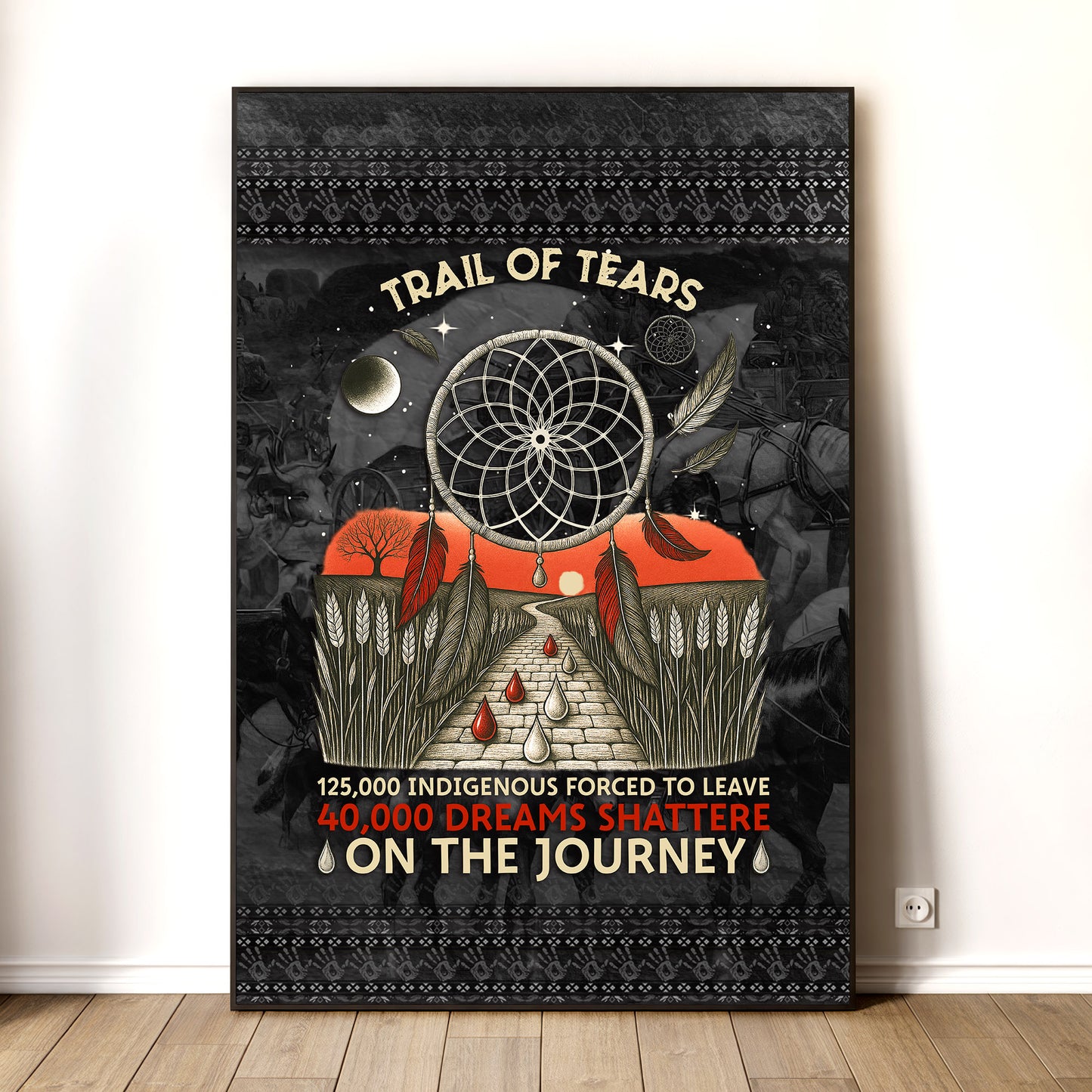 Trail Of Tears - 125000 Indigenous Forced To Leave 40000 Dreams Shattere Poster/Canvas