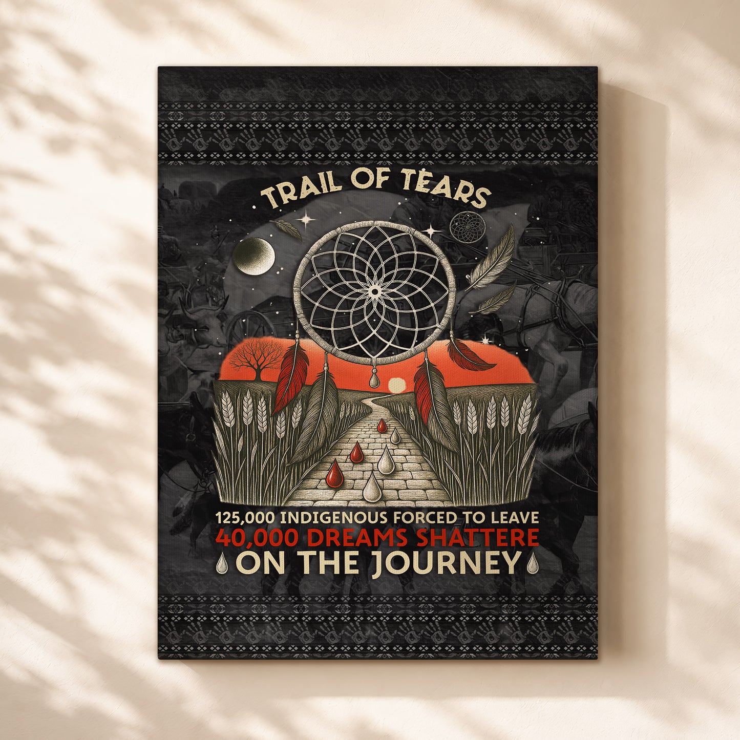 Trail Of Tears - 125000 Indigenous Forced To Leave 40000 Dreams Shattere Poster/Canvas