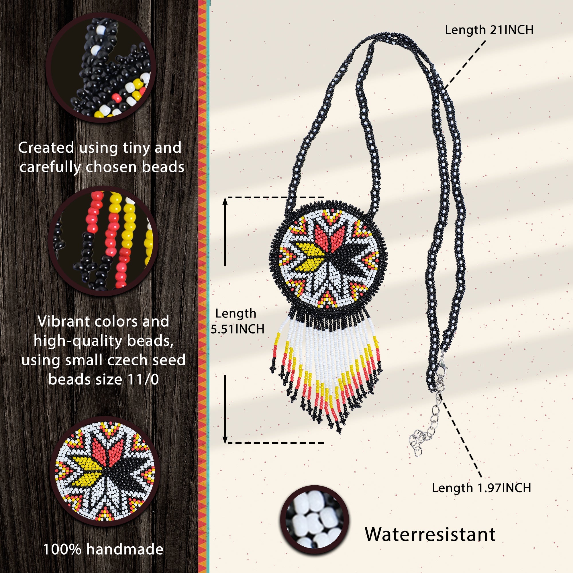 SALE 50% OFF - MMIW Medicine Wheel Star Long Handmade Beaded Premium  Necklace For Women Native American Style