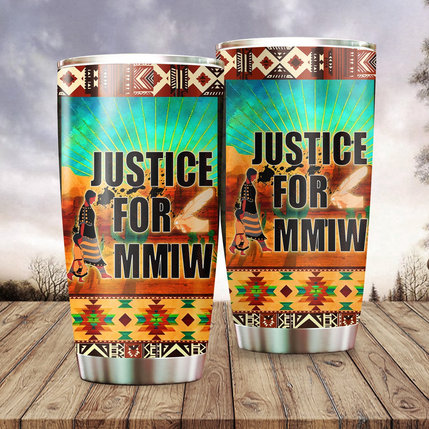 Justice For MMIW -  Native American Stainless Steel Tumbler 014