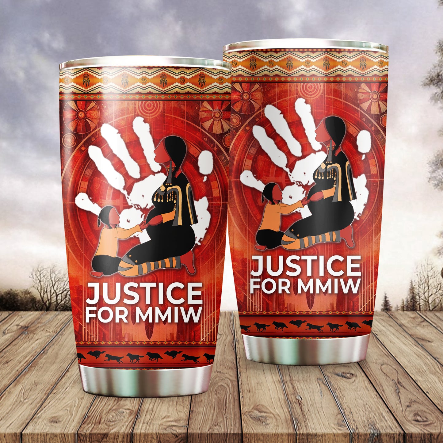 Justice For MMIW -  Native American Stainless Steel Tumbler 015