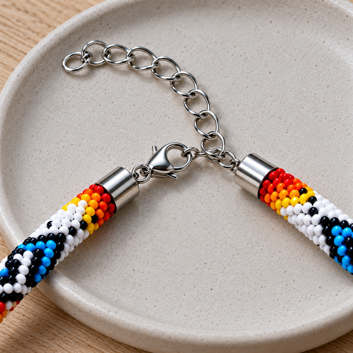 Red Beaded Long Necklace Handmade Native American Style for Women