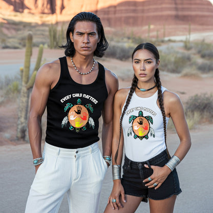 Every Child Matters Feather Hand Color On Turtle Unisex Tank Top