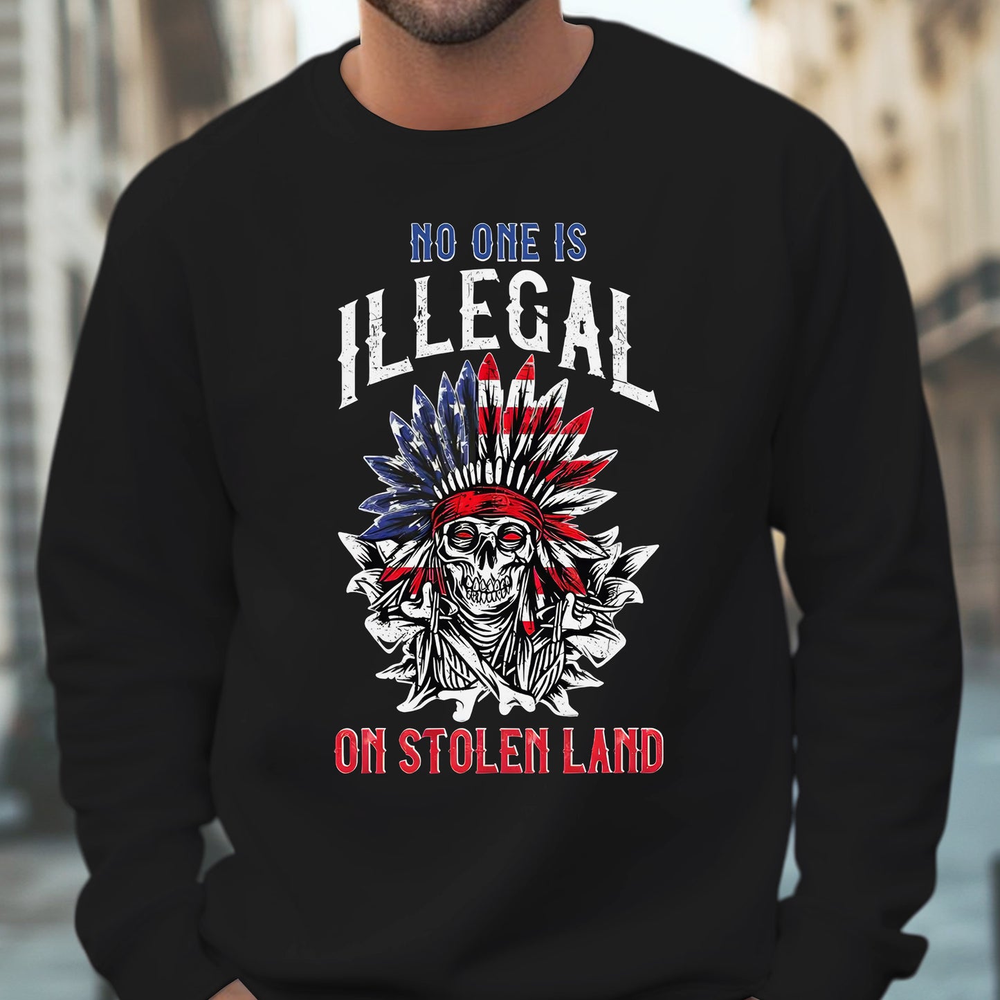 No One Is Illegal on Stolen Land - Native Resistance Graphic Unisex T-Shirt/T-Shirt V-Neck/Hoodie/Sweatshirt