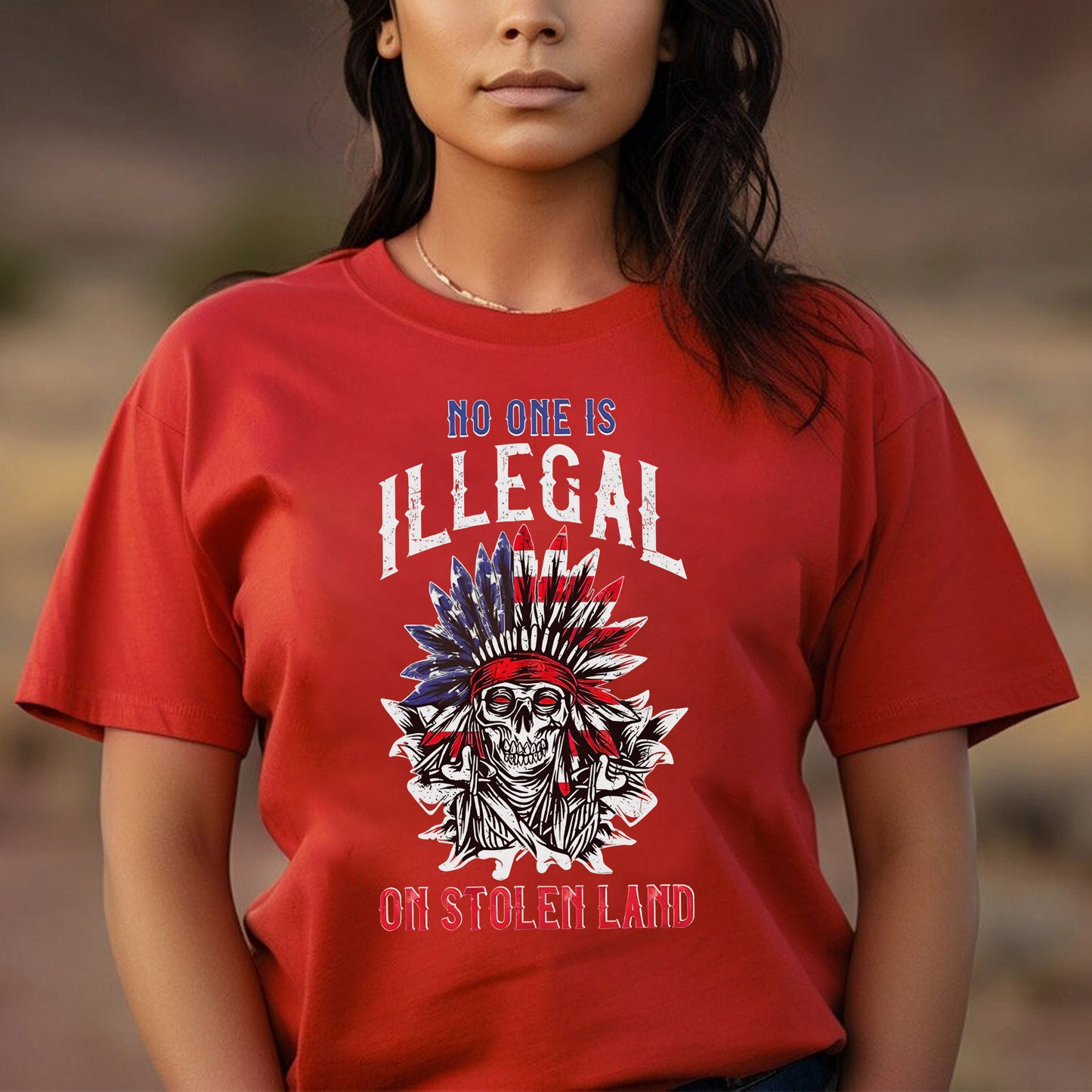 No One Is Illegal on Stolen Land - Native Resistance Graphic Unisex T-Shirt/T-Shirt V-Neck/Hoodie/Sweatshirt