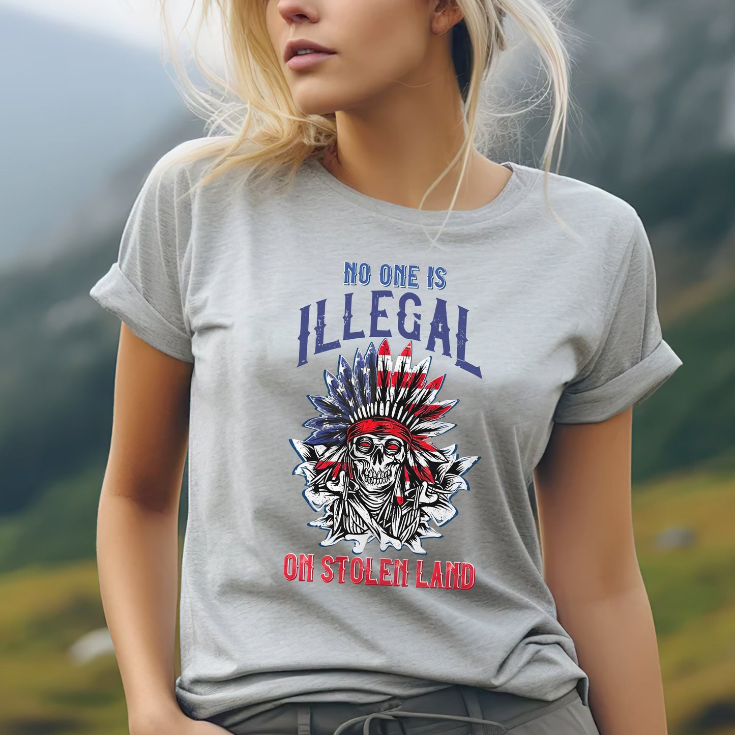 No One Is Illegal on Stolen Land - Native Resistance Graphic Unisex T-Shirt/T-Shirt V-Neck/Hoodie/Sweatshirt