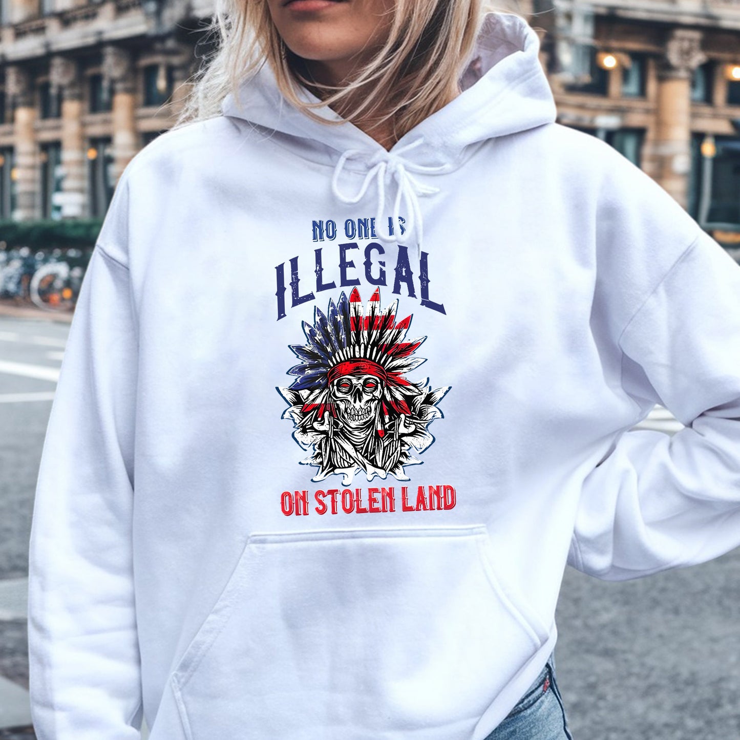 No One Is Illegal on Stolen Land - Native Resistance Graphic Unisex T-Shirt/T-Shirt V-Neck/Hoodie/Sweatshirt