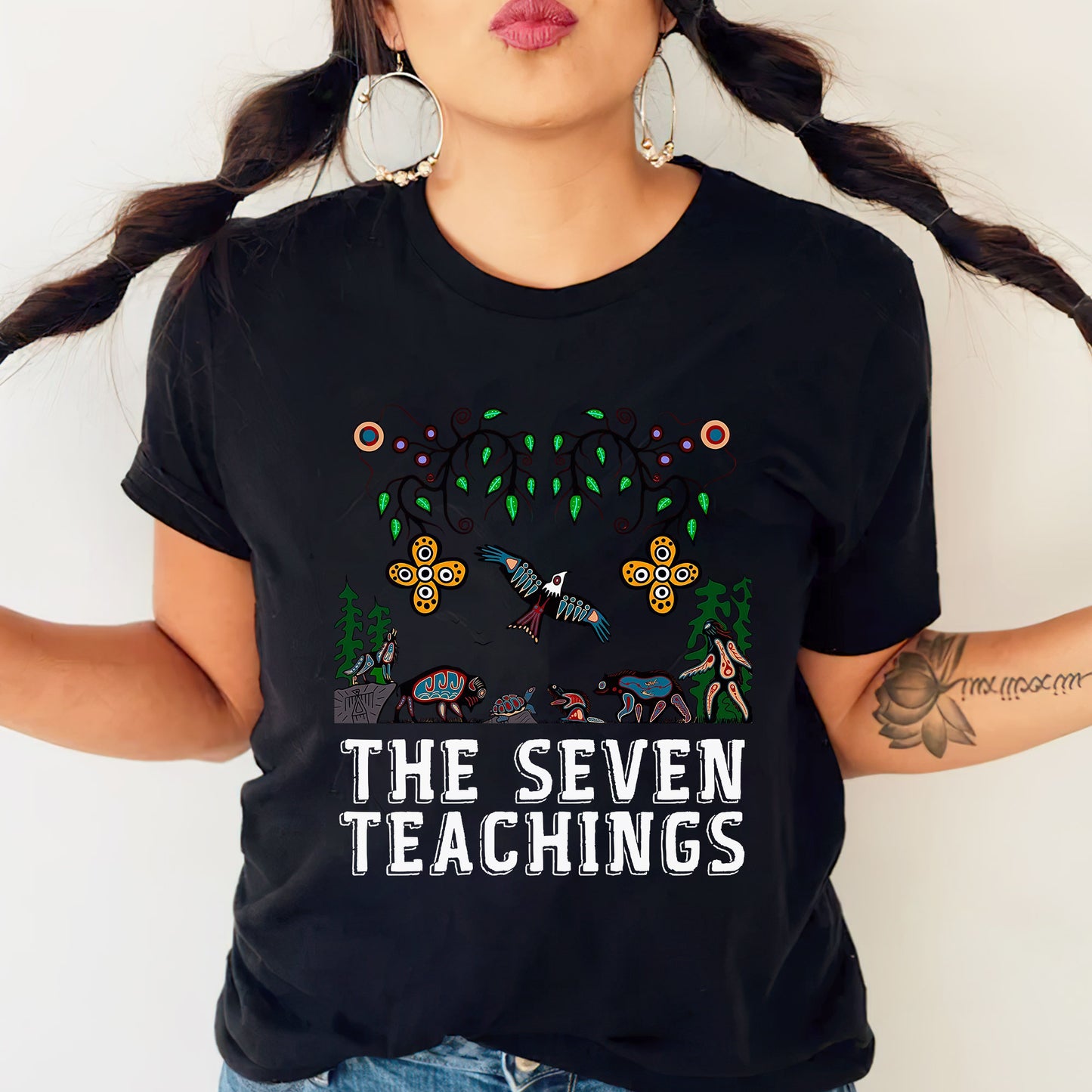The Seven Teachings - Indigenous Animal Symbols Unisex T-Shirt/T-Shirt V-Neck/Hoodie/Sweatshirt