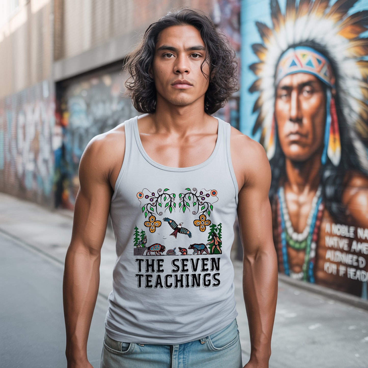 The Seven Teachings - Indigenous Animal Symbols Unisex Tank Top