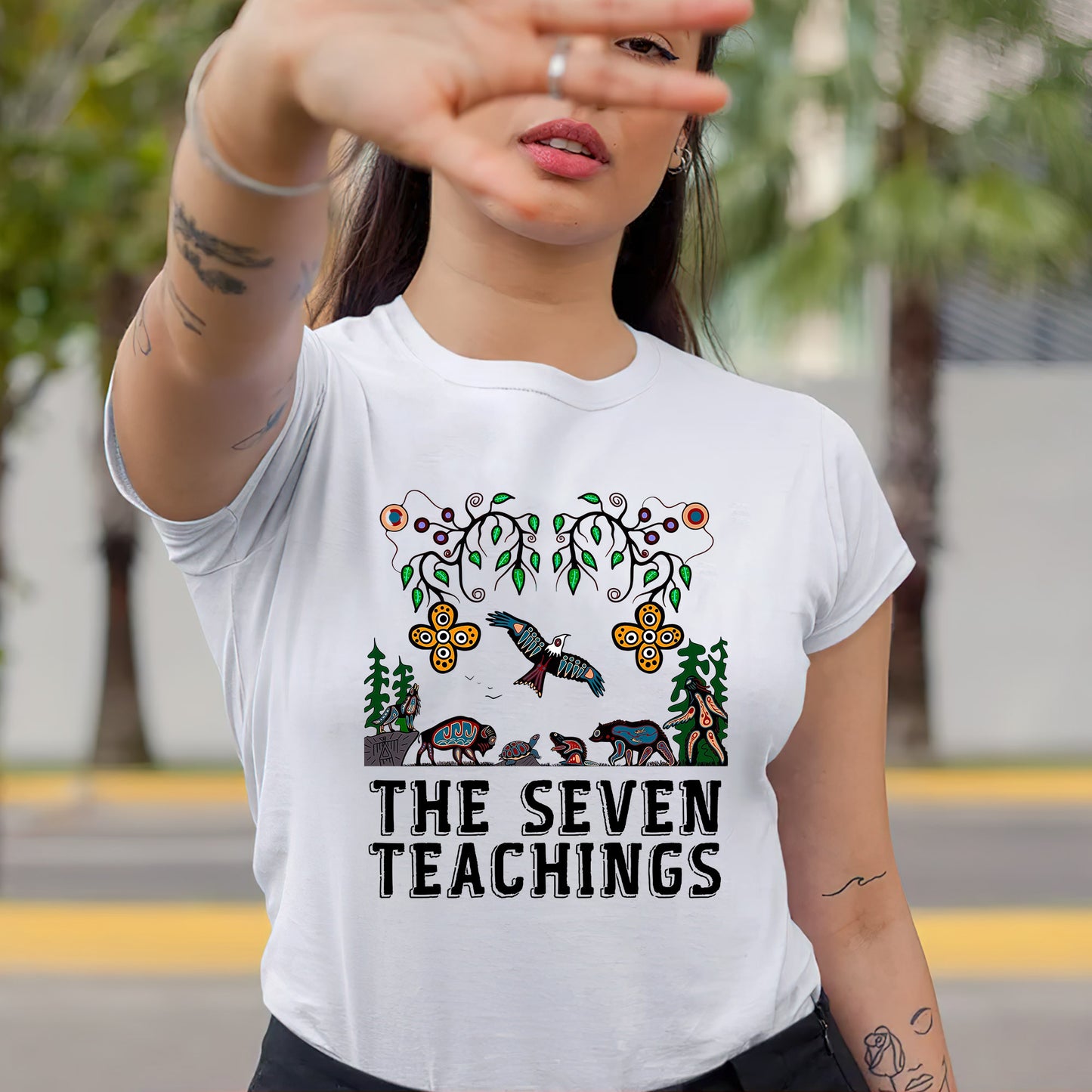 The Seven Teachings - Indigenous Animal Symbols Unisex T-Shirt/T-Shirt V-Neck/Hoodie/Sweatshirt