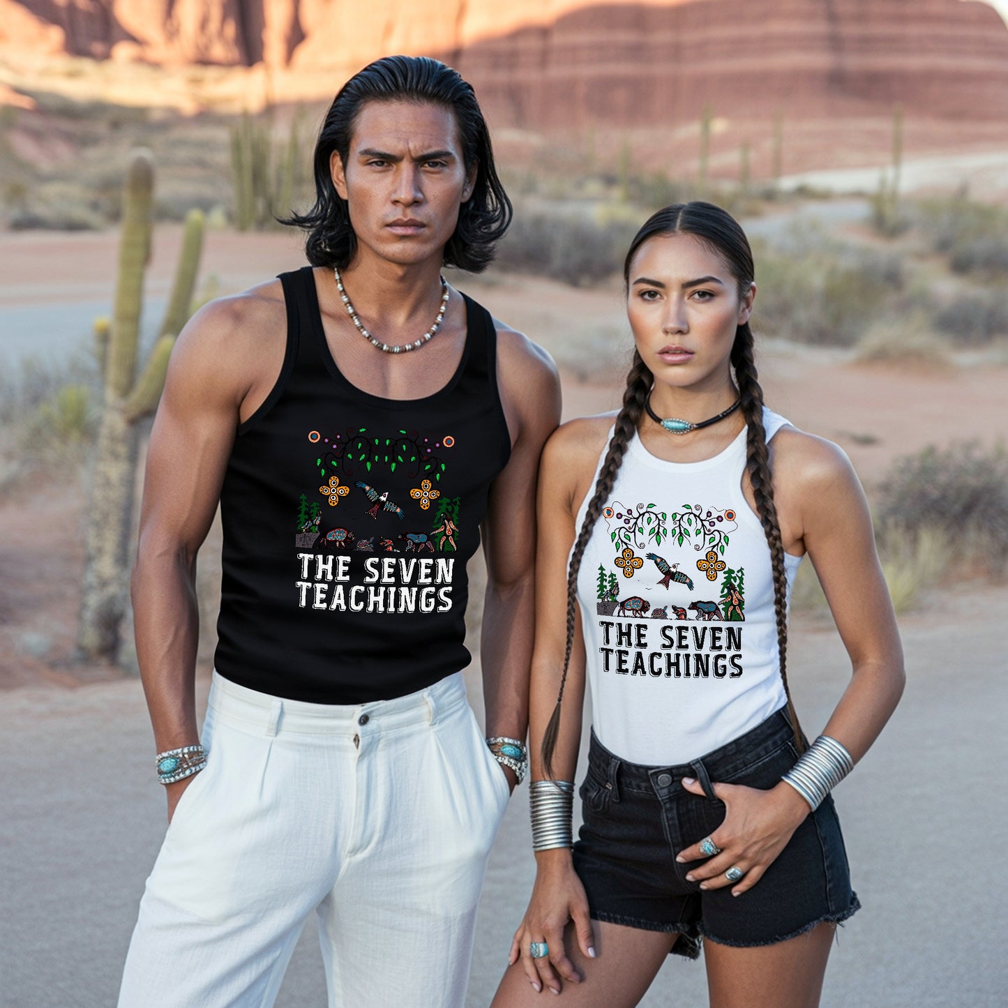 The Seven Teachings - Indigenous Animal Symbols Unisex Tank Top