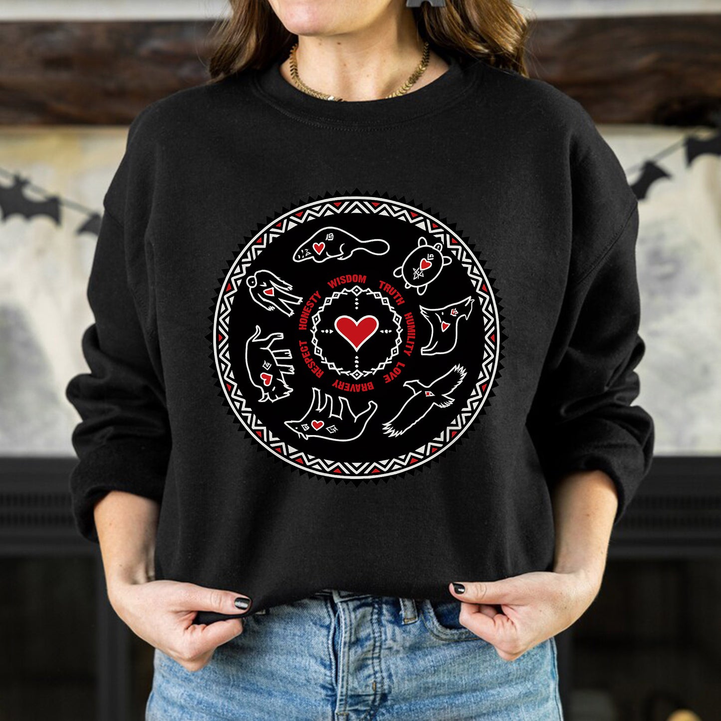 Seven Teachings Circle - Heart & Animal Symbols Unisex T-Shirt/T-Shirt V-Neck/Hoodie/Sweatshirt