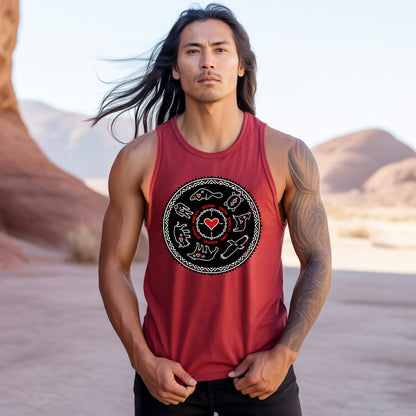 Seven Teachings Circle - Heart & Animal Symbols Unisex Tank Top