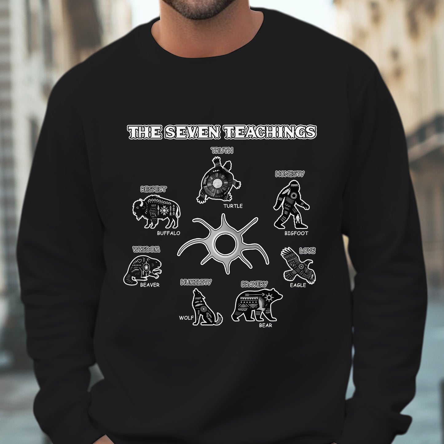 The Seven Teachings - Indigenous Animals Graphic Unisex T-Shirt/T-Shirt V-Neck/Hoodie/Sweatshirt