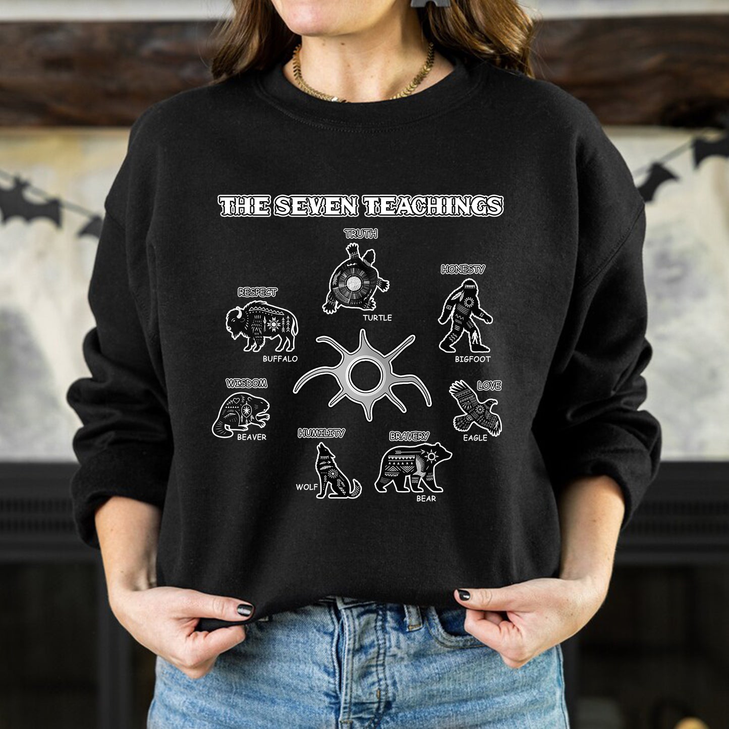 The Seven Teachings - Indigenous Animals Graphic Unisex T-Shirt/T-Shirt V-Neck/Hoodie/Sweatshirt