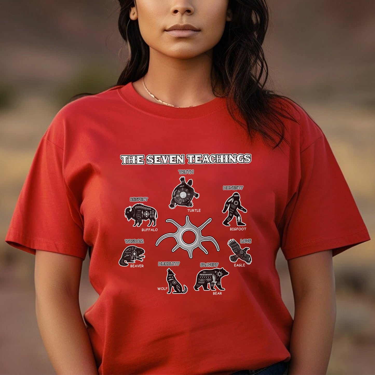 The Seven Teachings - Indigenous Animals Graphic Unisex T-Shirt/T-Shirt V-Neck/Hoodie/Sweatshirt