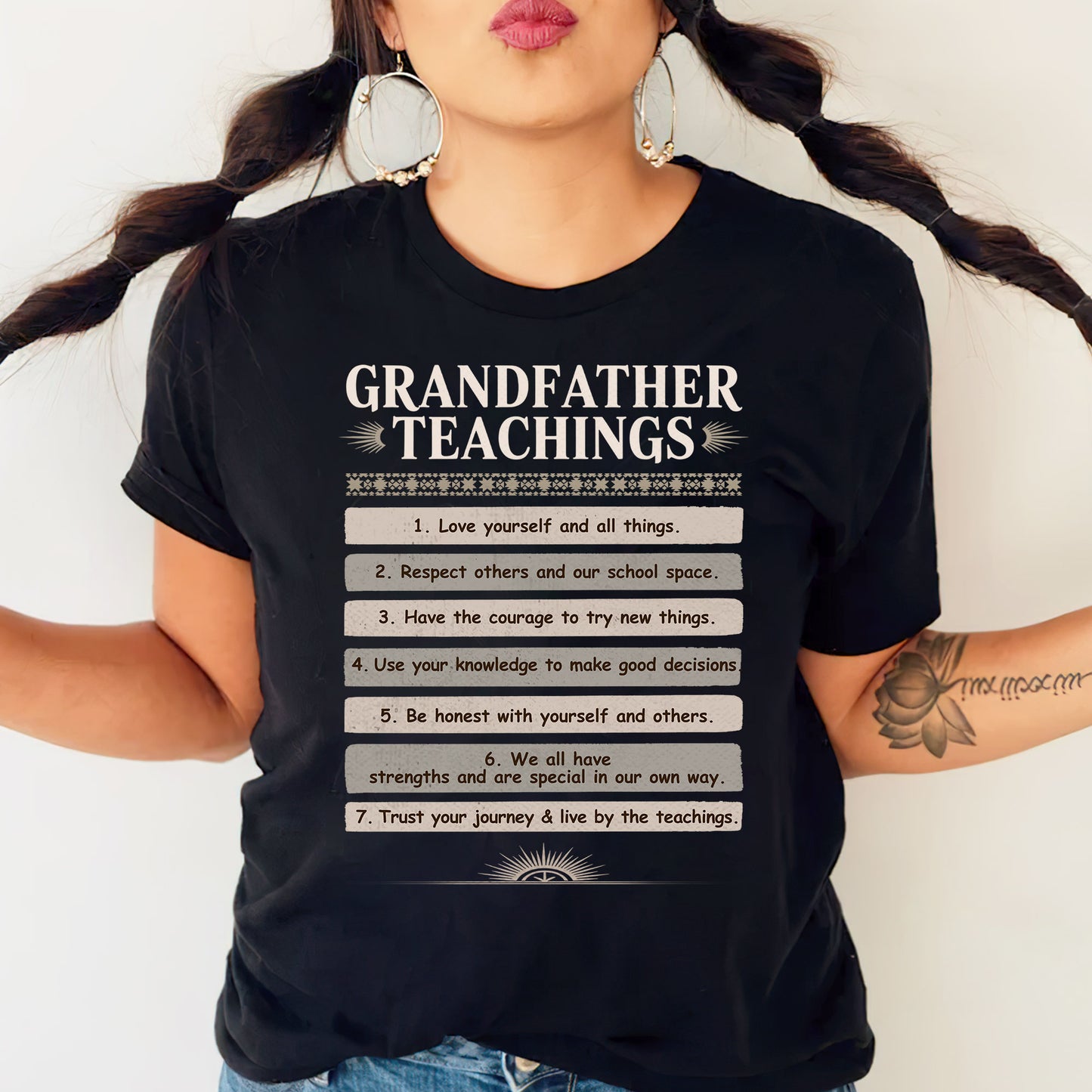 Grandfather Teachings - 7 Guiding Principles Unisex T-Shirt/T-Shirt V-Neck/Hoodie/Sweatshirt