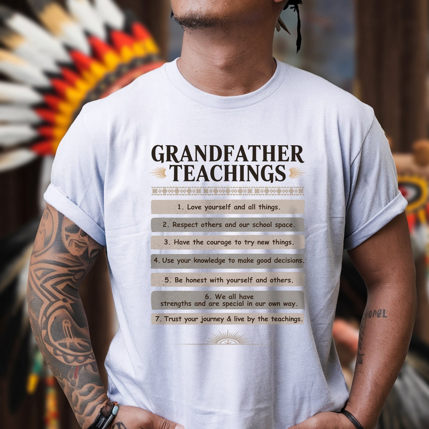 Grandfather Teachings - 7 Guiding Principles Unisex T-Shirt/T-Shirt V-Neck/Hoodie/Sweatshirt