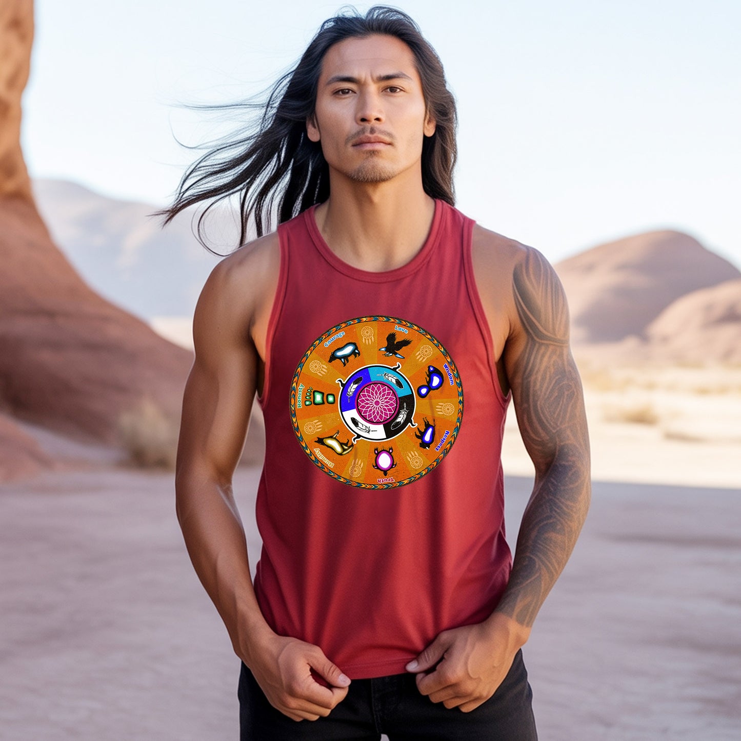The Seven Grandfather Teachings - Medicine Wheel Graphic Unisex Tank Top