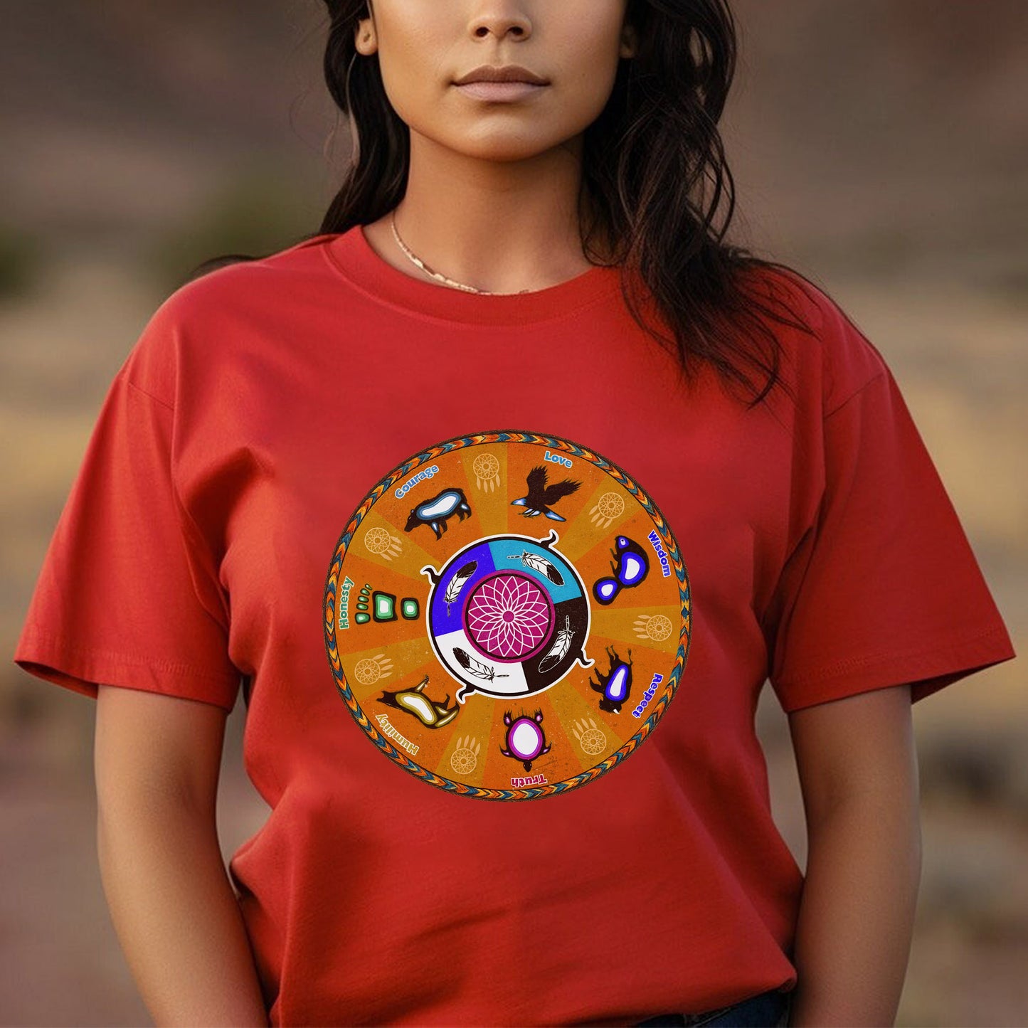 The Seven Grandfather Teachings - Medicine Wheel Graphic Unisex T-Shirt/T-Shirt V-Neck/Hoodie/Sweatshirt